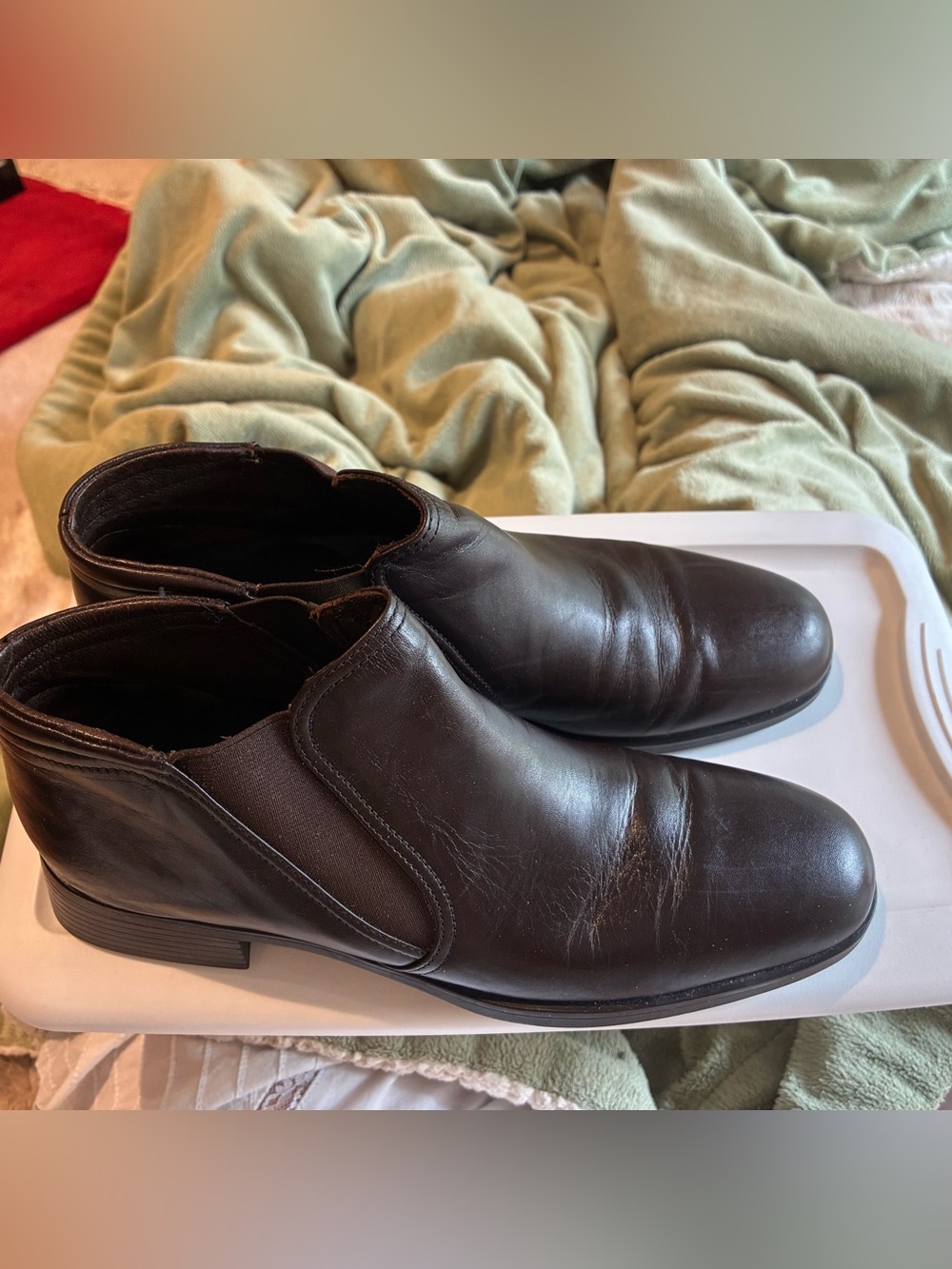 Munro Dark Brown Leather Slip-On Chelsea Ankle Boots